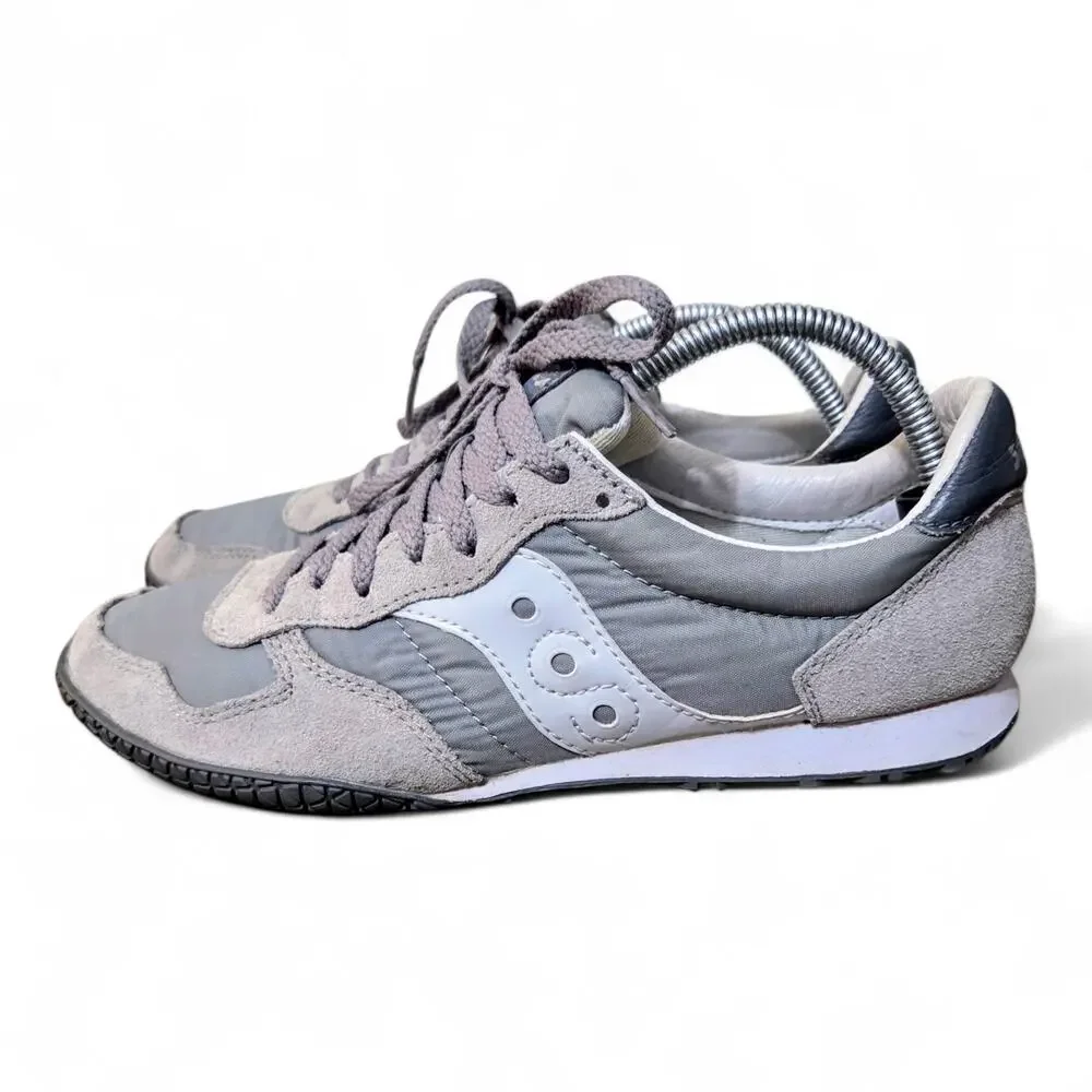 Saucony Bullet Grey White 2943-52 Men Size 7 Low Top Track Retro Shoes Sneakers - Picture 4 of 9